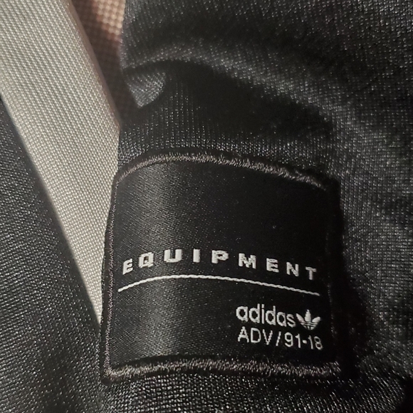 Vintage Adidas Track Jacket Size S Y2k Glossy Black White Stripes Zip Pockets - Picture 5 of 8